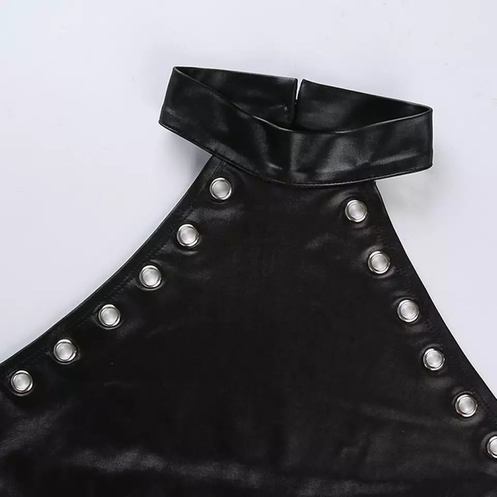Women Leather Babydoll One Piece Lingerie - Picture 7 of 8